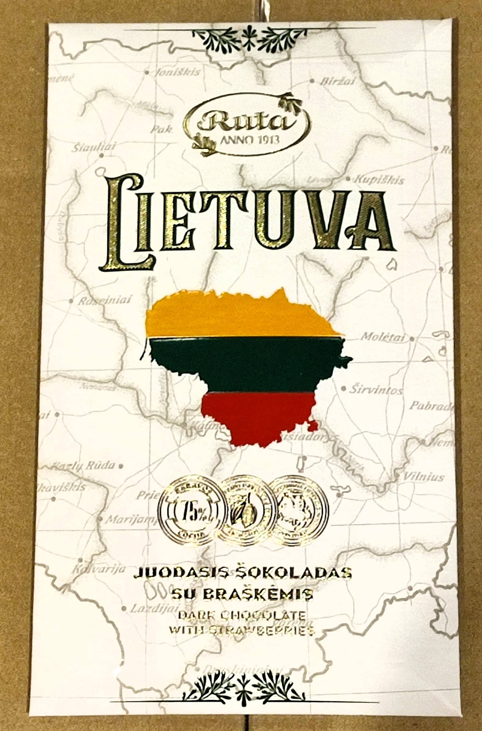 LIETUVA2 Czekolada z truskawkami LITWA 90g. - obrazek 1